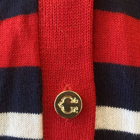 C.Wonder Striped Cotton Cardigan with Gold Logo Buttons. Red/White/Blue. Size XS - Picture 3 of 6